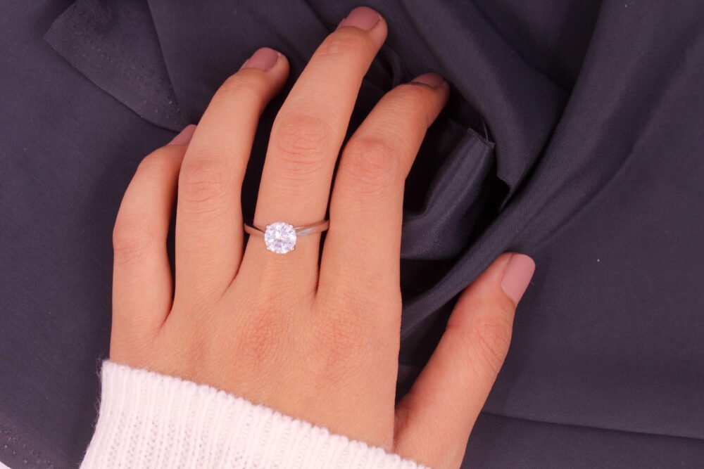 Engagement Ring Minimalist Sterling Silver Zircon Set Combo