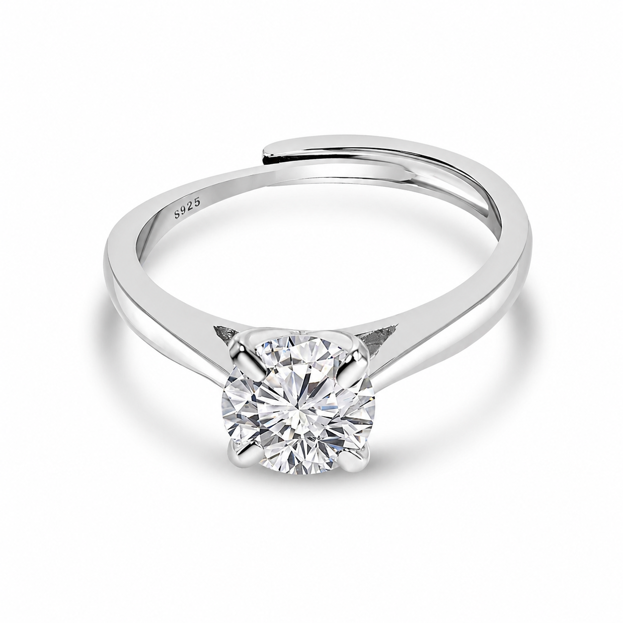 Engagement Silver Zircon Adjustable Ring