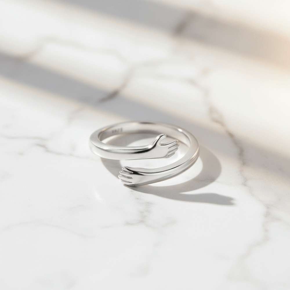 Sterling Silver Hug Adjustable Ring
