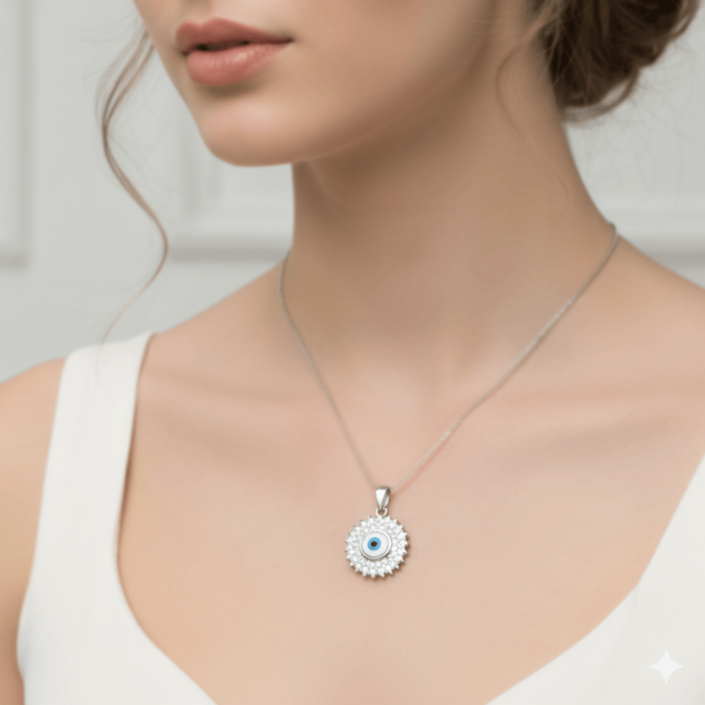 Evil eye circel pendant
