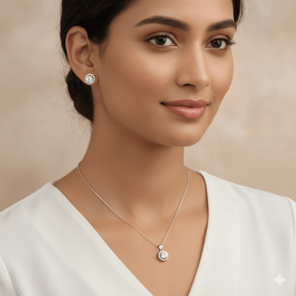 Round zircon pendant set