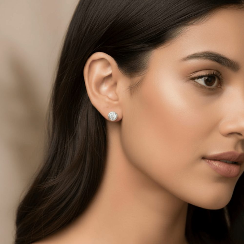 Small Single Stone Silver Earring