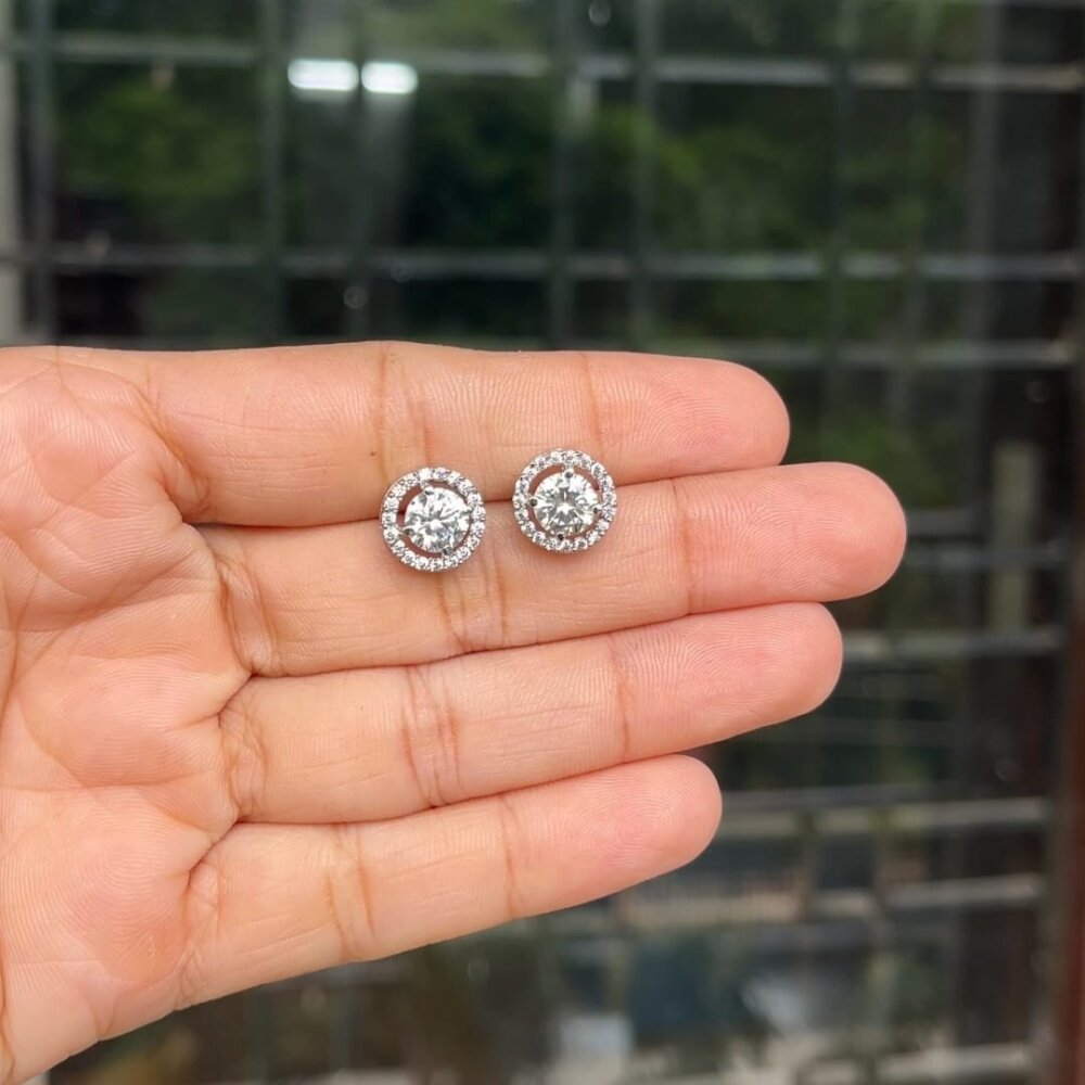 Round Zircon Silver Earring 2