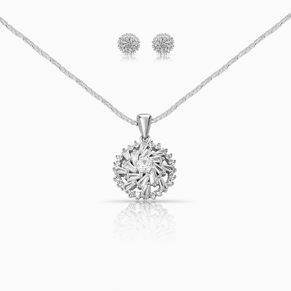 Sun silver pendant set