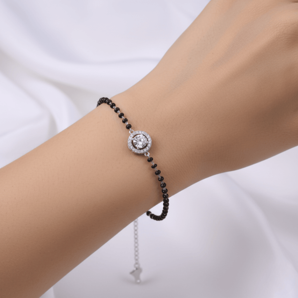 Black Beads Single Zircon Bracelet