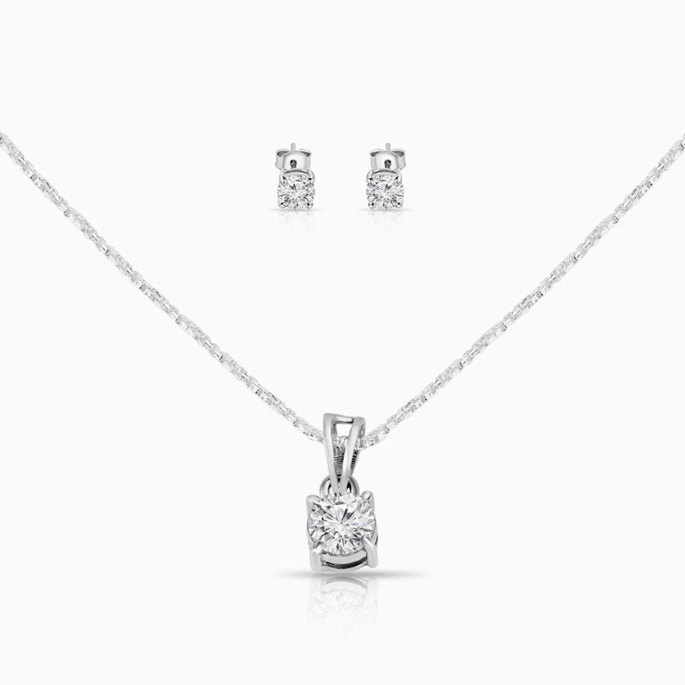 Minimalist Sterling Silver Zircon Set