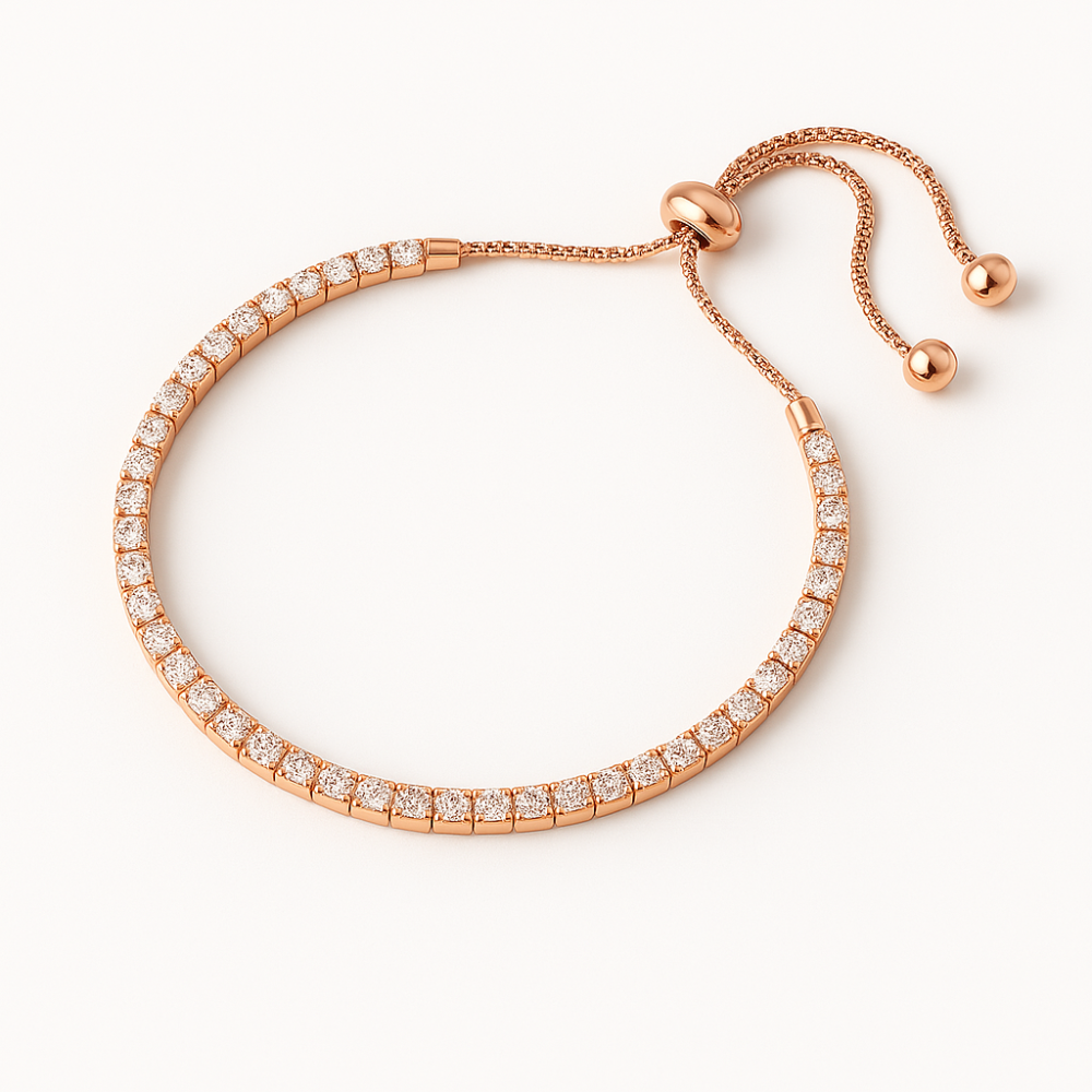 Rose gold Sterling Silver Tennis Adjustable Bracelet