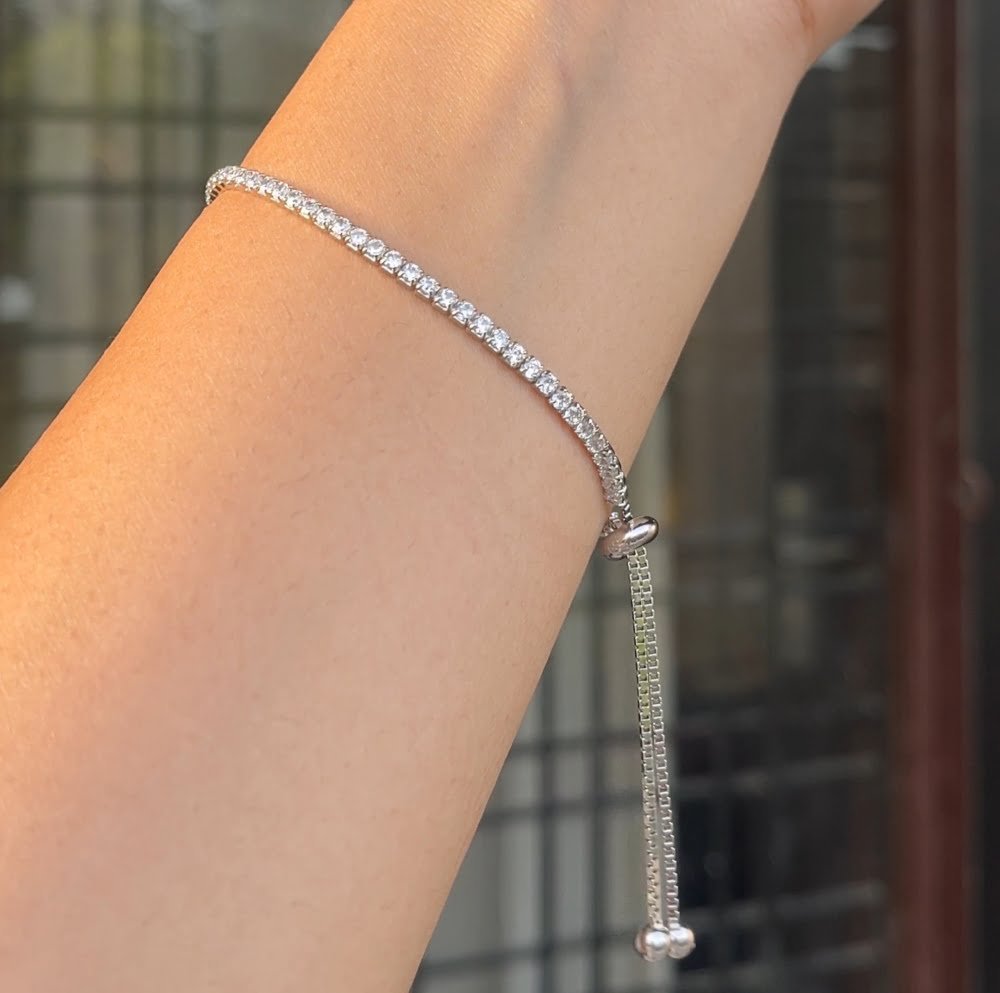 Sterling Silver Tennis Adjustable Bracelet