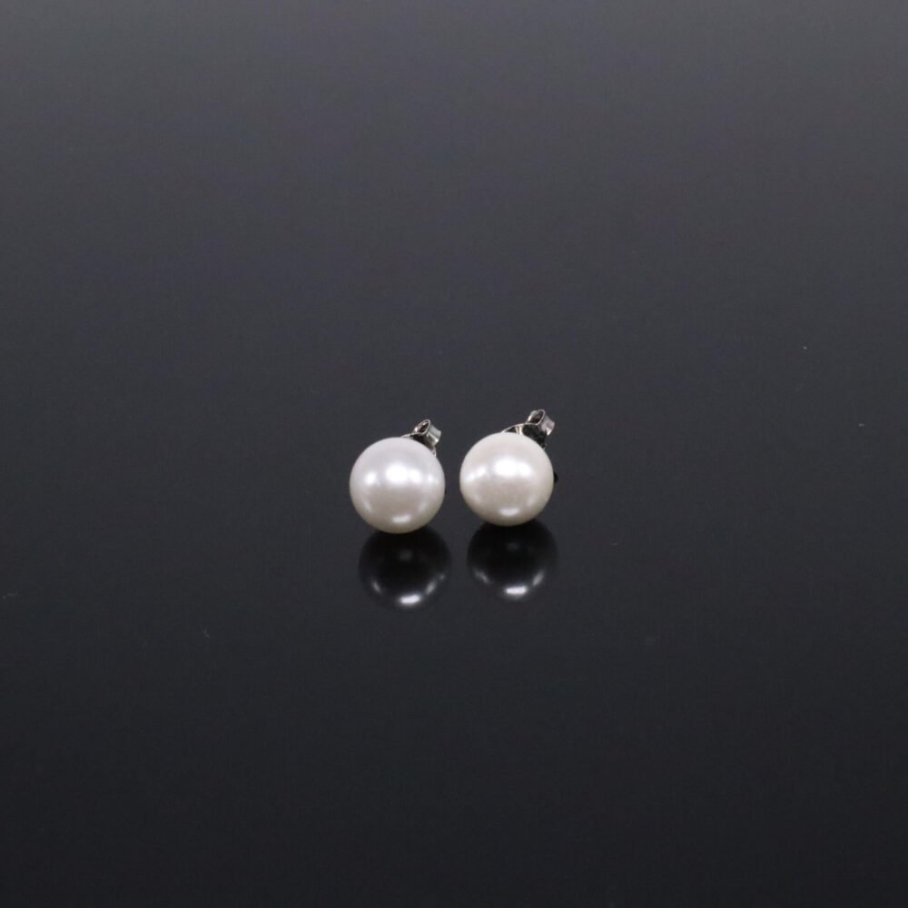 Simple Pearl Silver Earrings