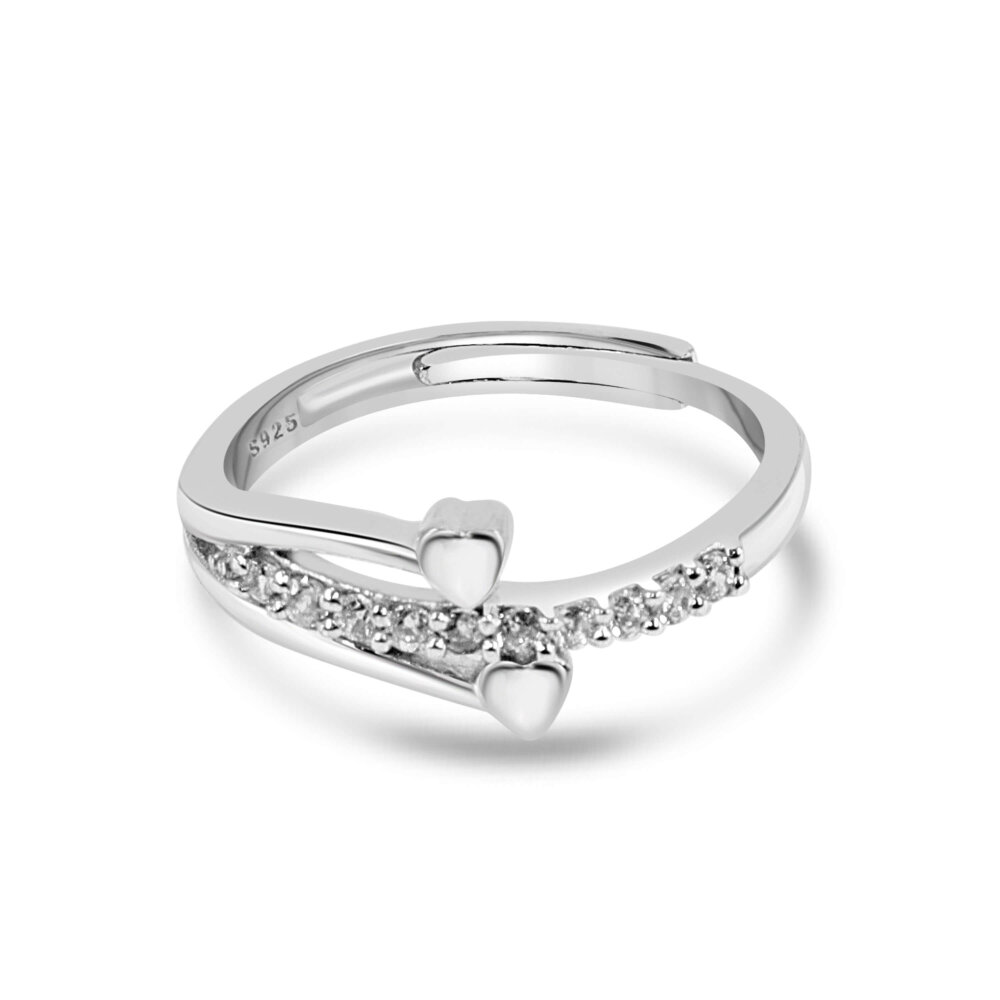 Single line zircon Silver Adjustable Ring