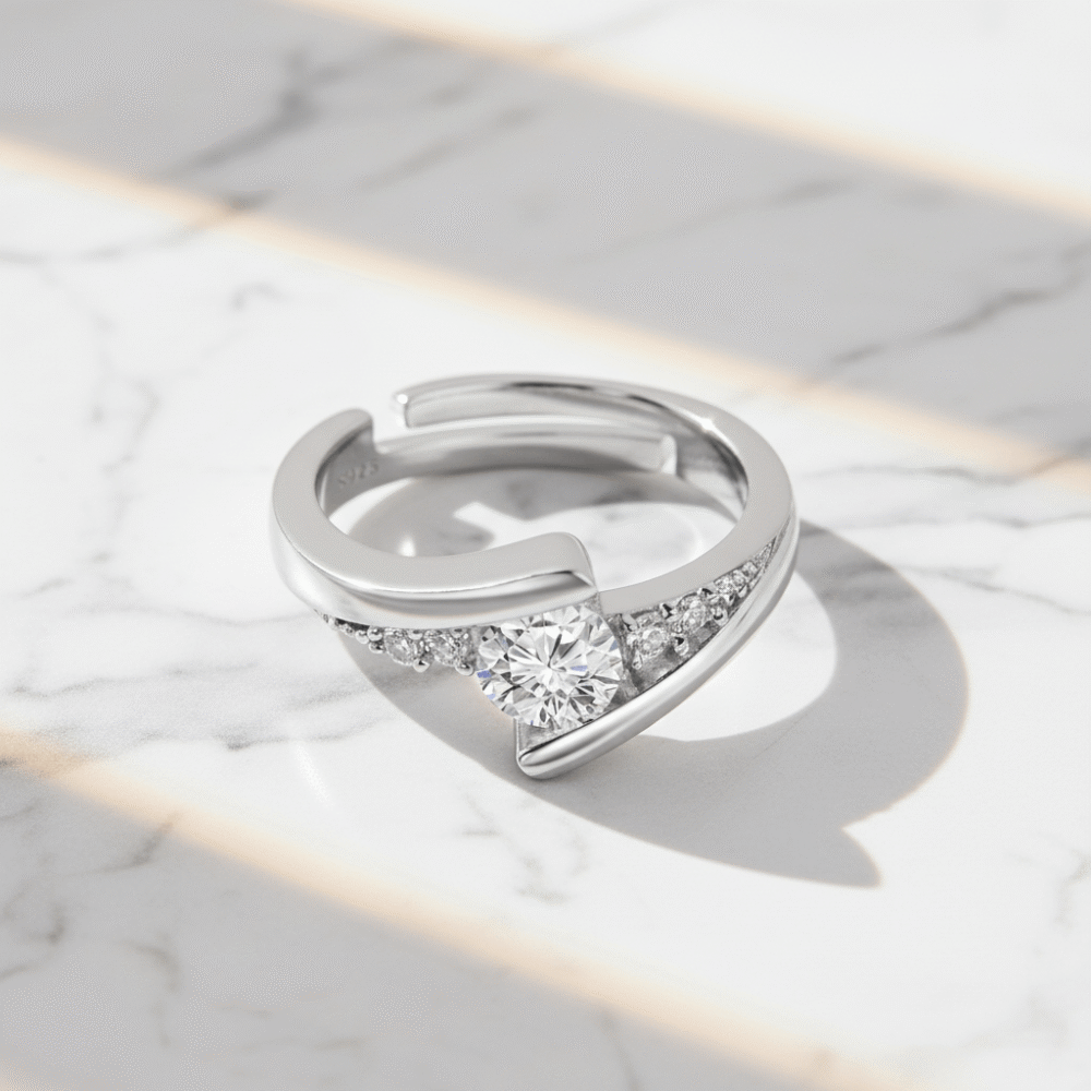 Vintage Silver Engagement Ring - Adjustable