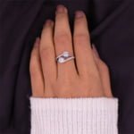 Layered Zircon Silver Ring - Adjustable