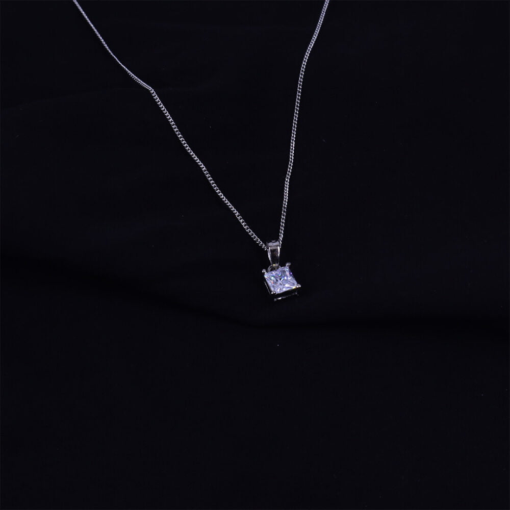 Simple Solitaire Silver Pendant