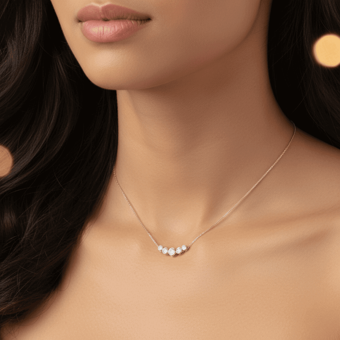 Designer Zircon Silver Necklace Set