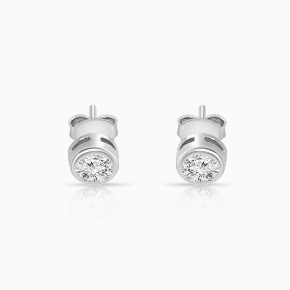 Small Single Stone Silver Earring