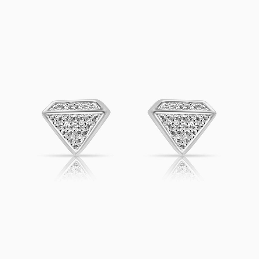 Diamond Shaped Silver Earring