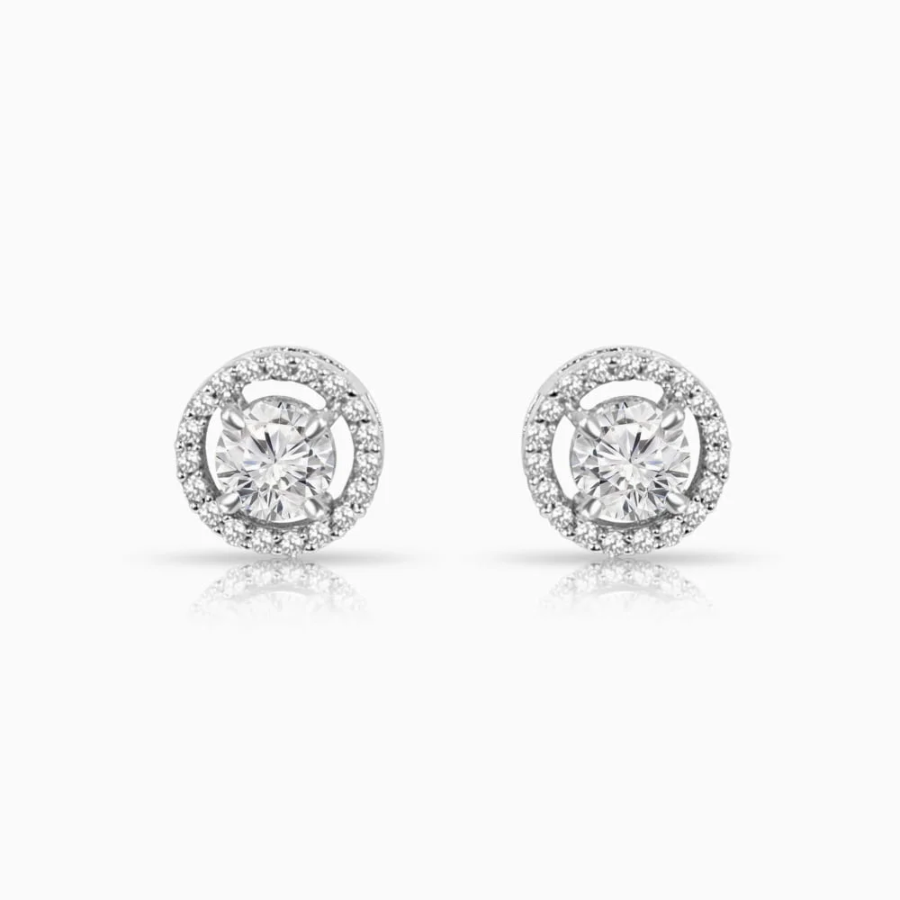 Round Zircon Silver Earring