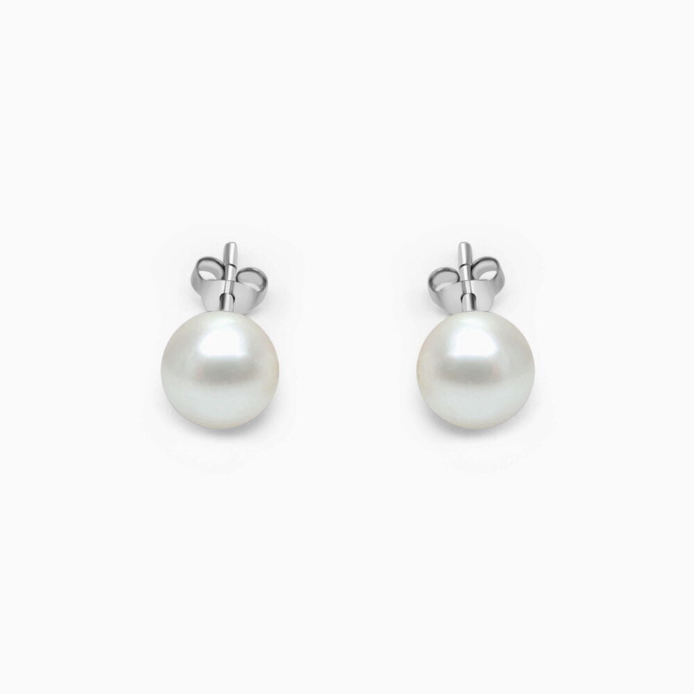 Simple Pearl Silver Earrings