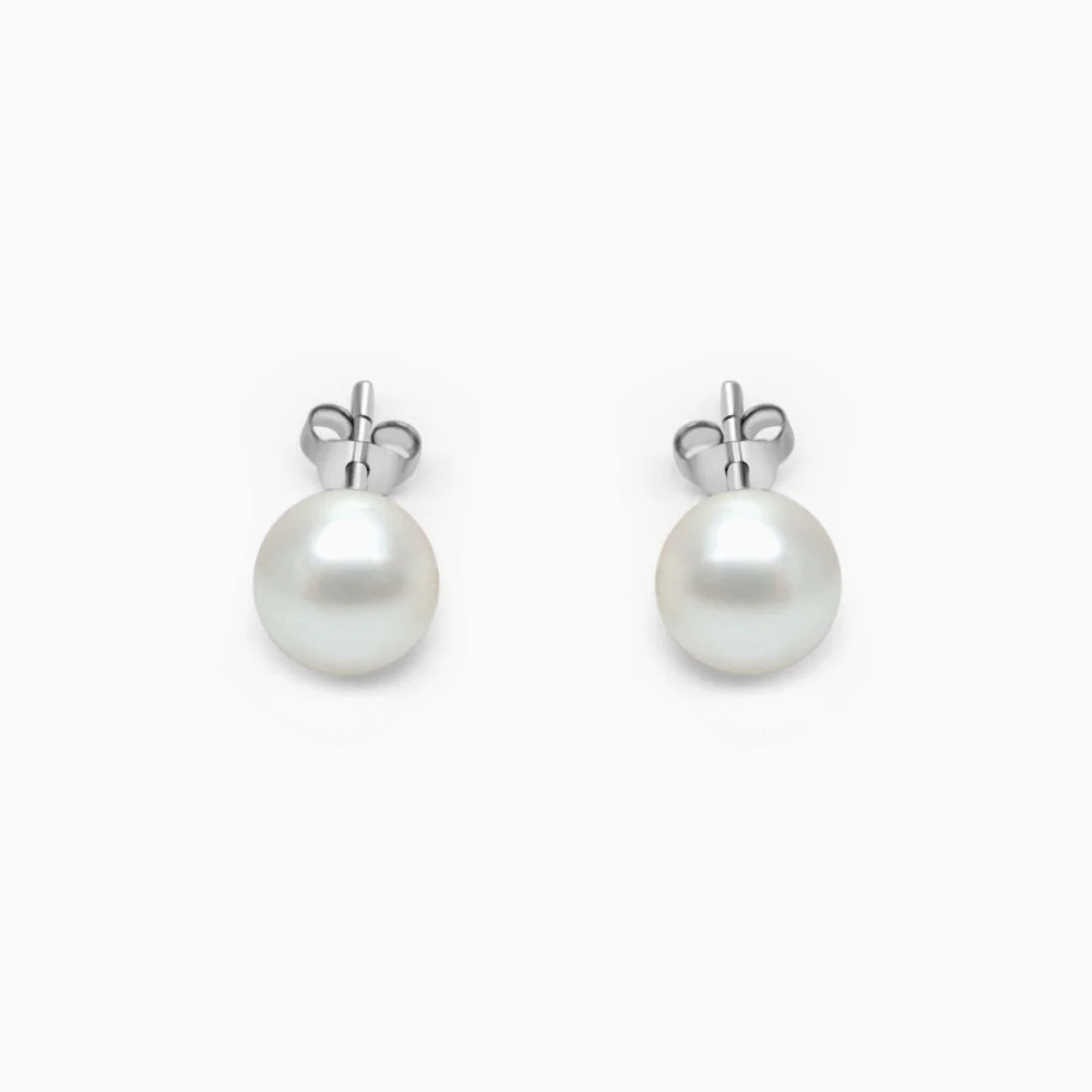 Simple Pearl Silver Earrings