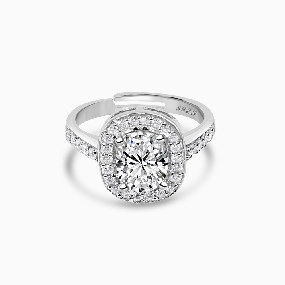 Classic Silver Solitaire Adjustable Ring