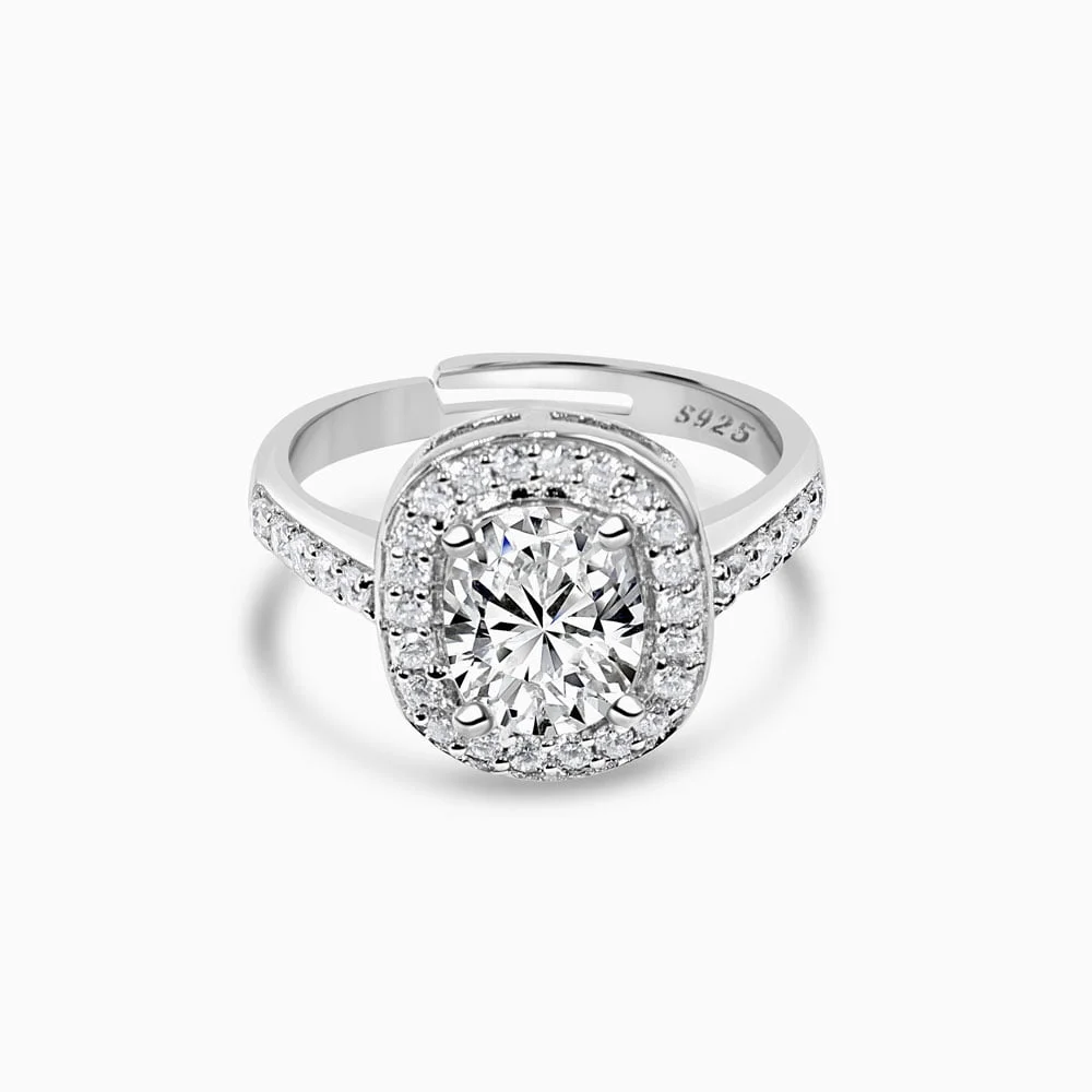 Classic Silver Solitaire Ring - Adjustable