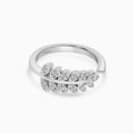 Leaf Zircon Silver Couple Ring