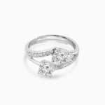 Layered Zircon Silver Ring - Adjustable