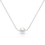 White Pearl Moon Necklace