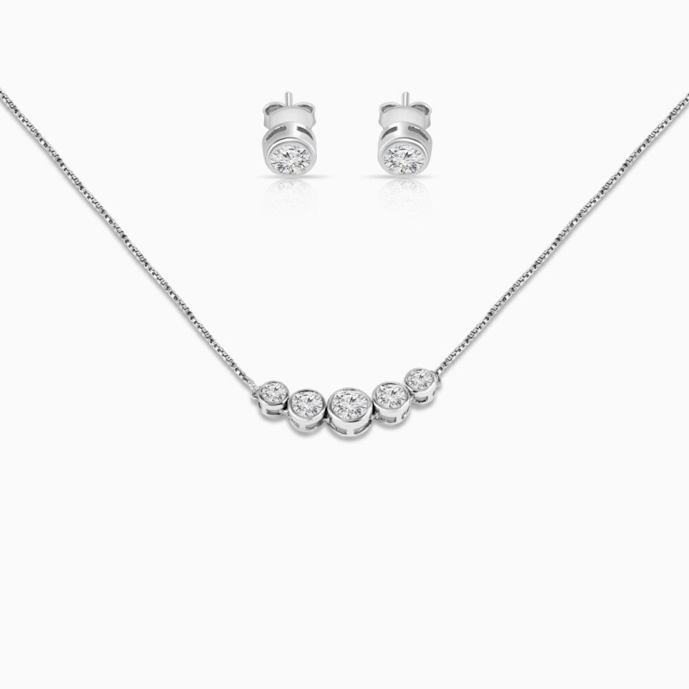 Designer Zircon Silver Necklace Set