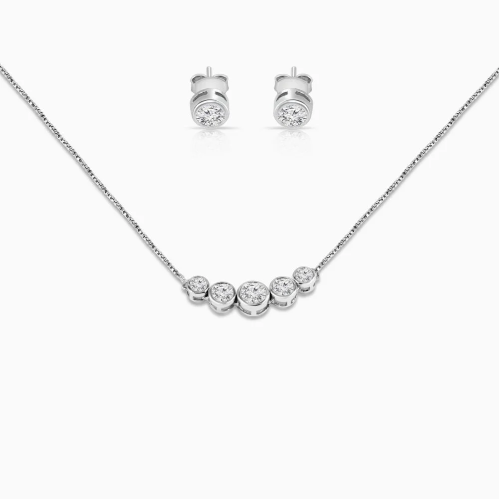 Designer Zircon Silver Necklace Set
