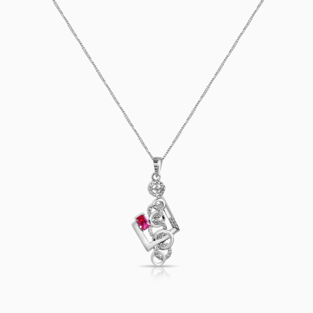 Red zircon pendant set