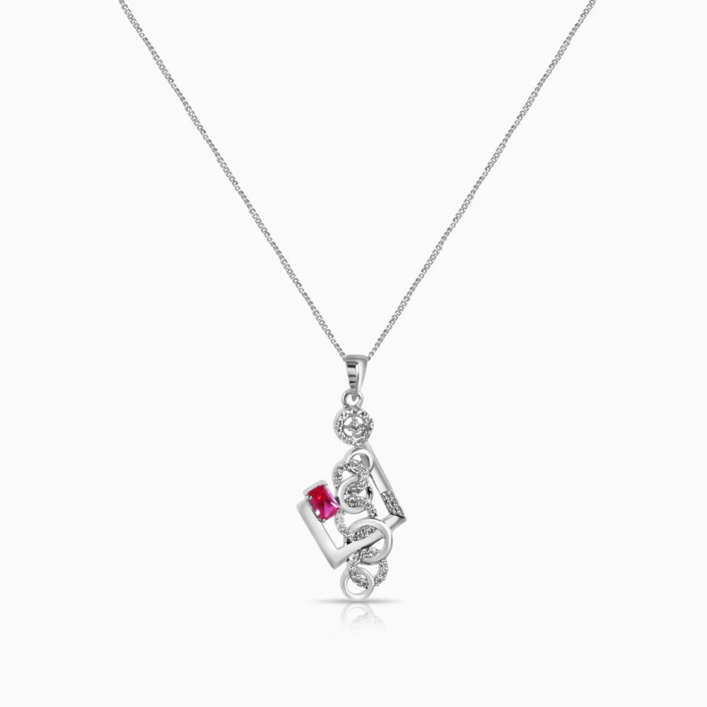 Red zircon pendant set