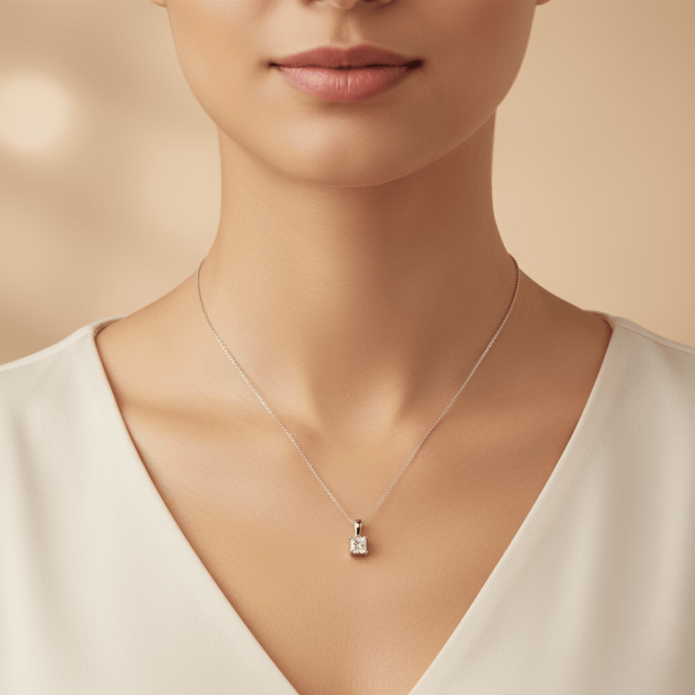 Simple Solitaire Silver Pendant