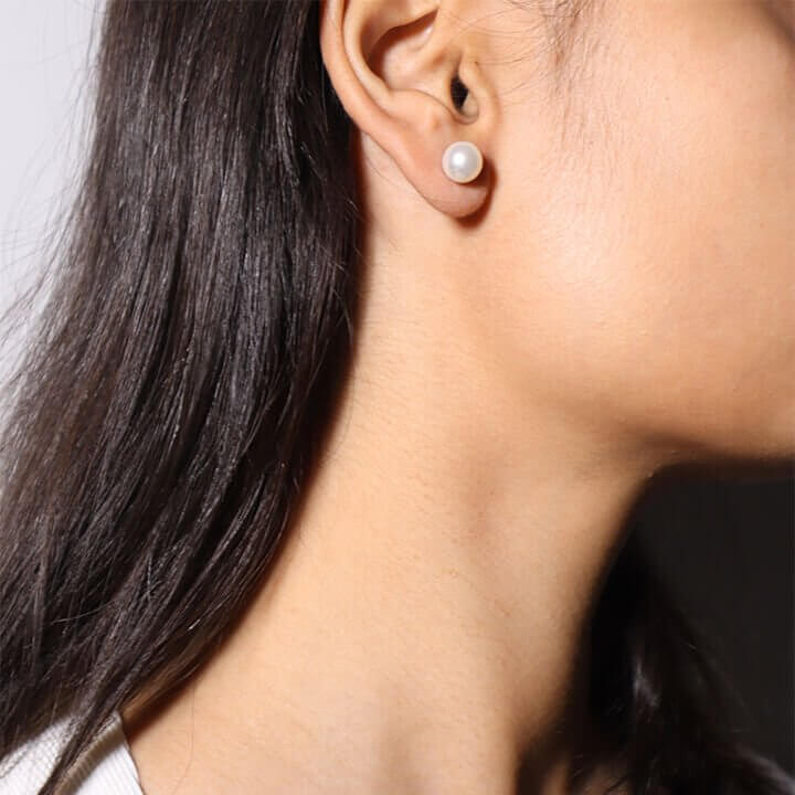 Pearl Half Zircon Silver Earrings 2