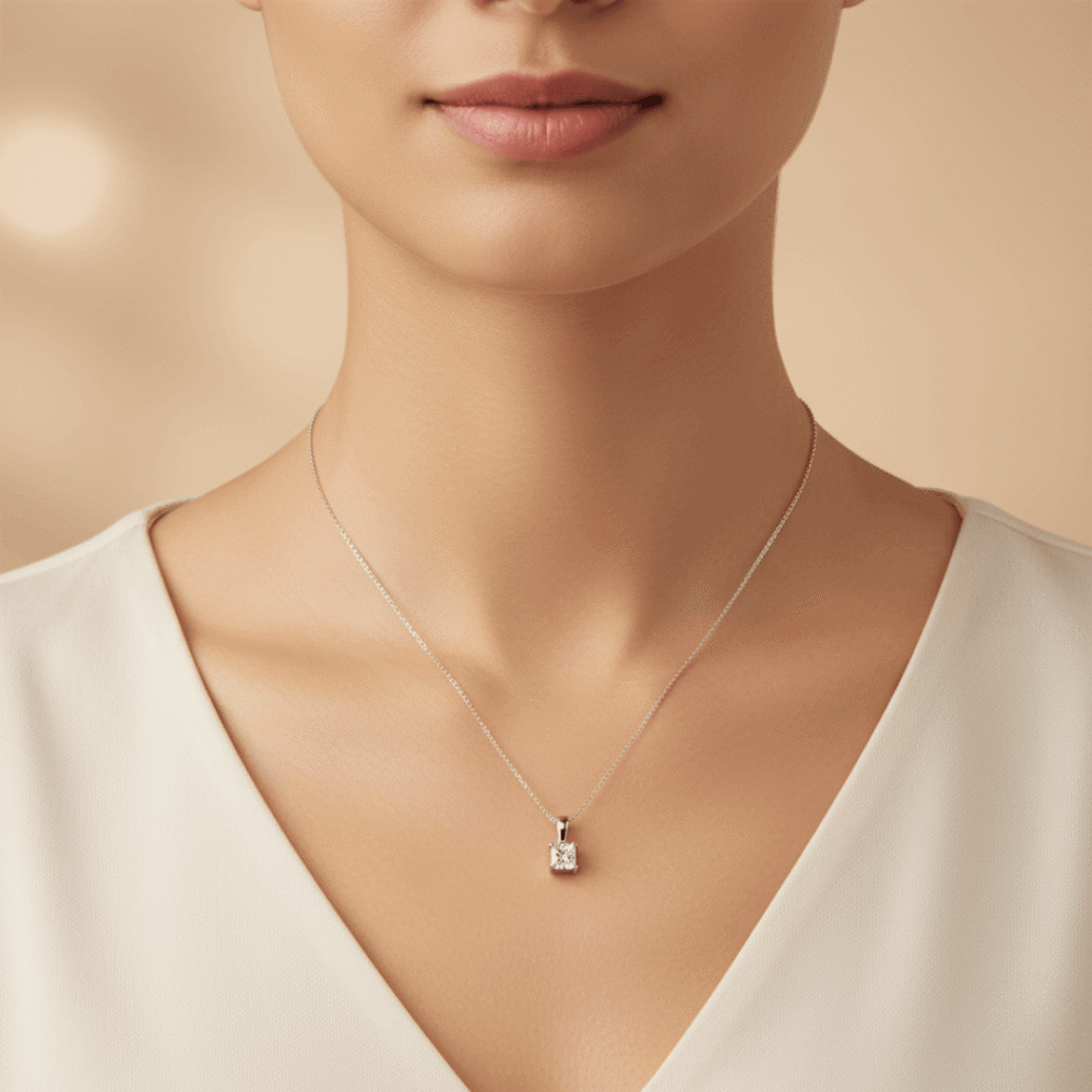 Simple Solitaire Silver Pendant 2
