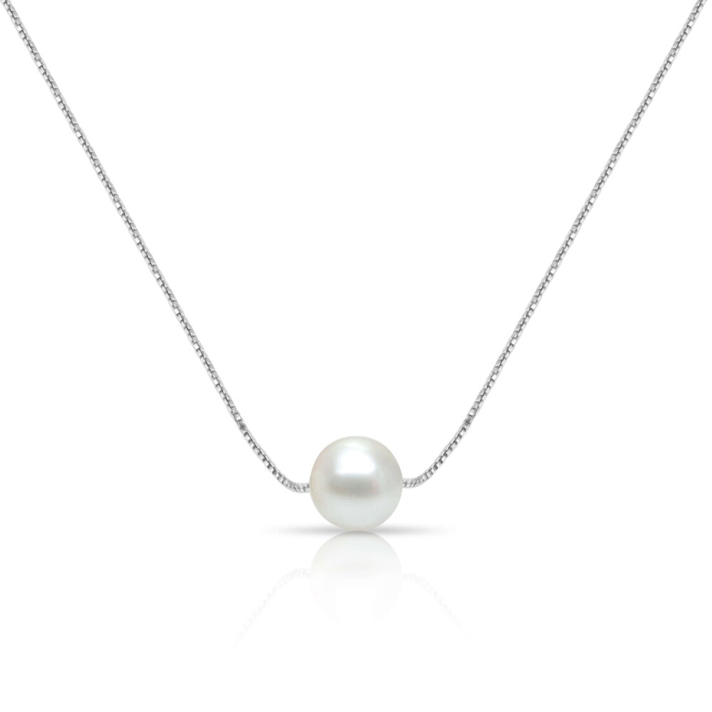 White Pearl Moon Necklace
