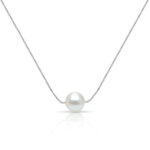 White Pearl Moon Necklace