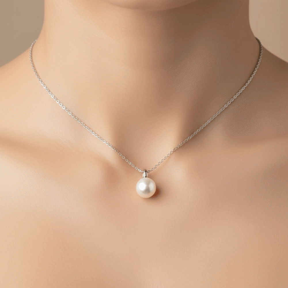 White Pearl Moon Necklace Set 2