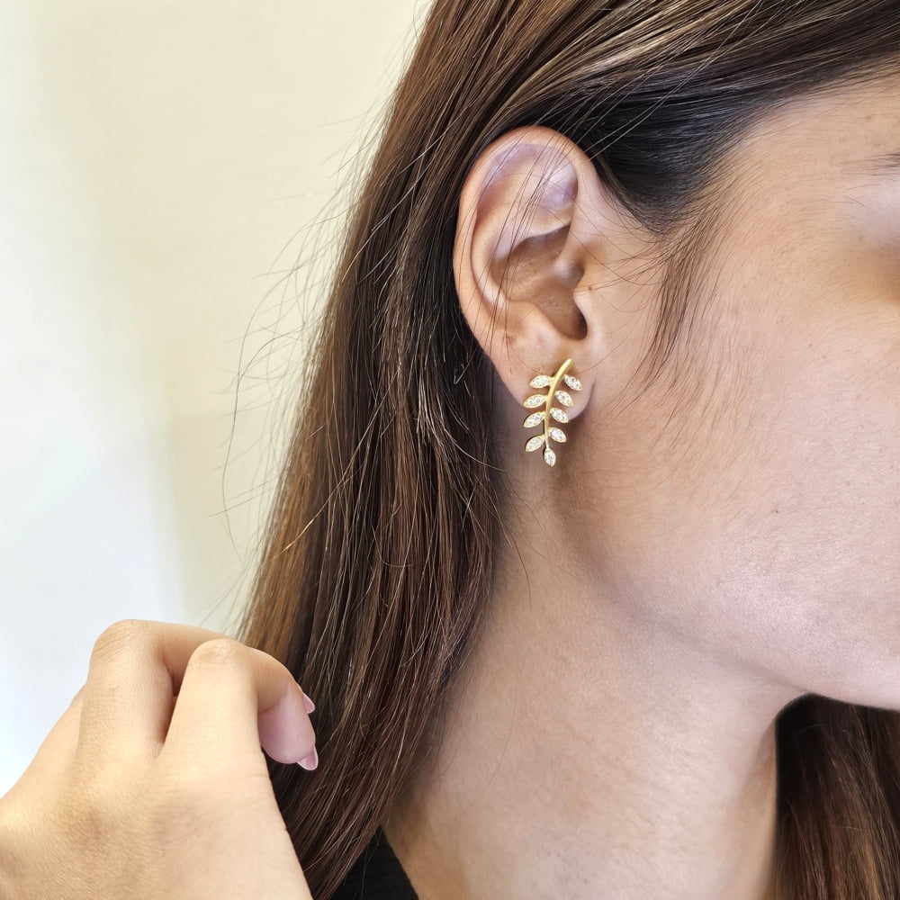 Rose Gold Tennis Bracelet and Leaf Earrings Sterling Silver Combo