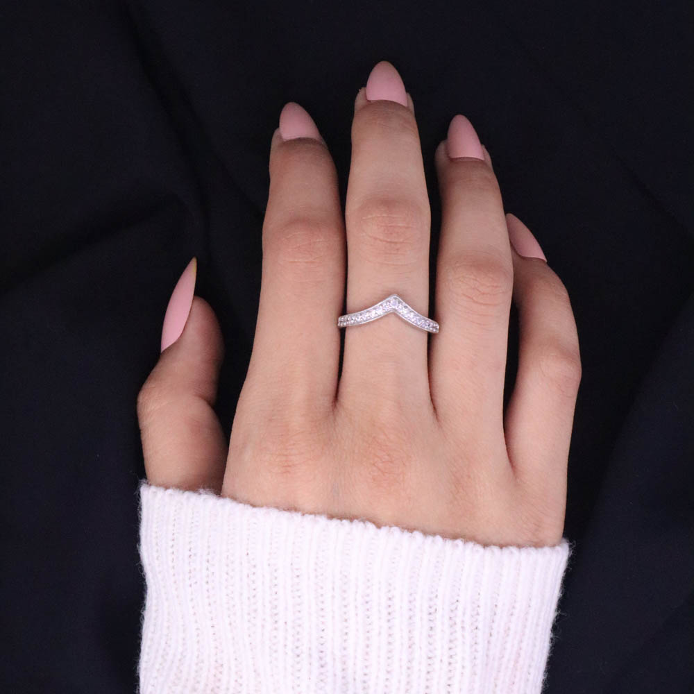 Single Line Crown Silver Adjustable Ring