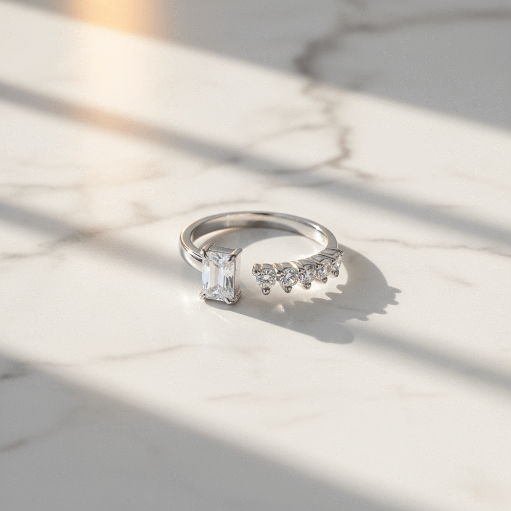 Trendy Zircon Silver Adjustable Ring