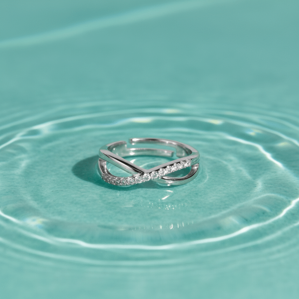 Twisted Single line Zircon Adjustable Ring