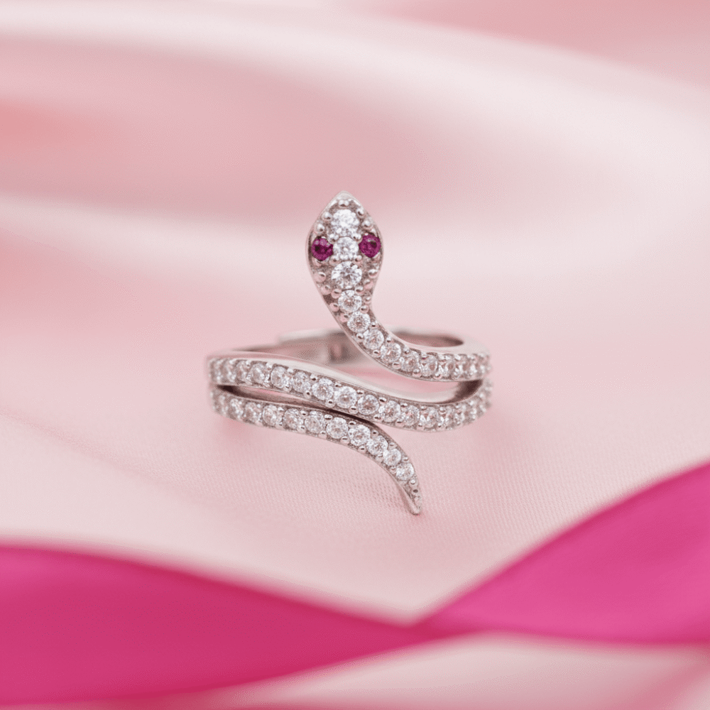 Bold Snake Silver Ring - Adjustable