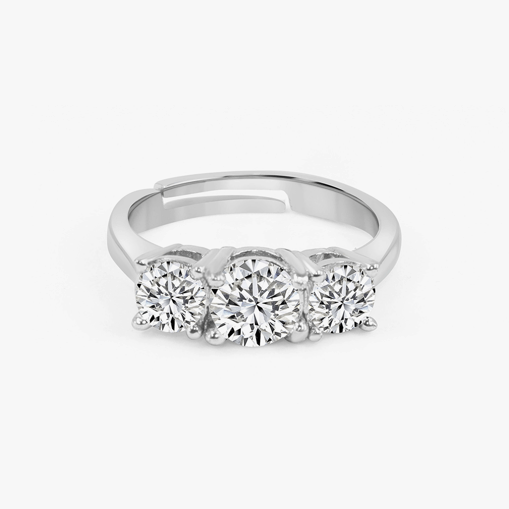 Triple Zircon Engagement Ring - Adjustable