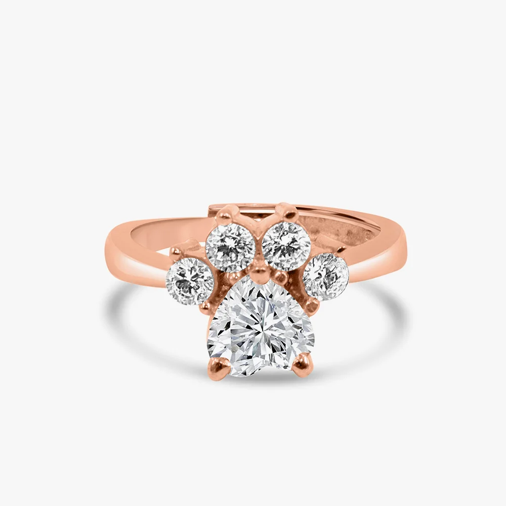 Rose Gold Paw Shaped Ring - Adjustable