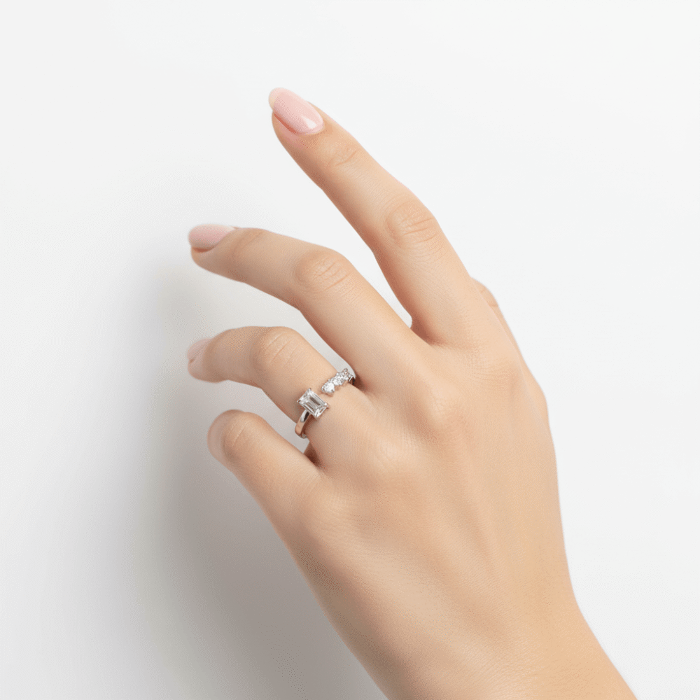 Trendy Zircon Silver Adjustable Ring 2