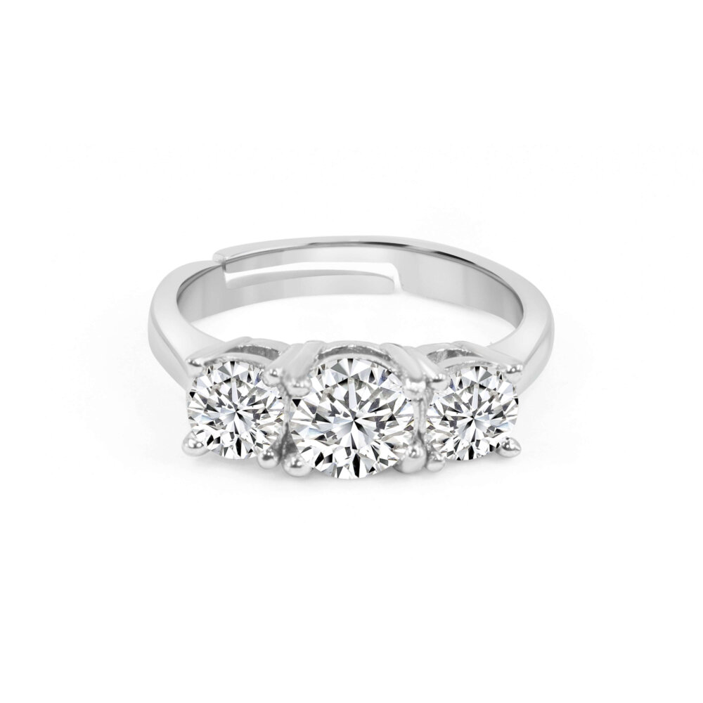 Triple Zircon Engagement Adjustable Ring