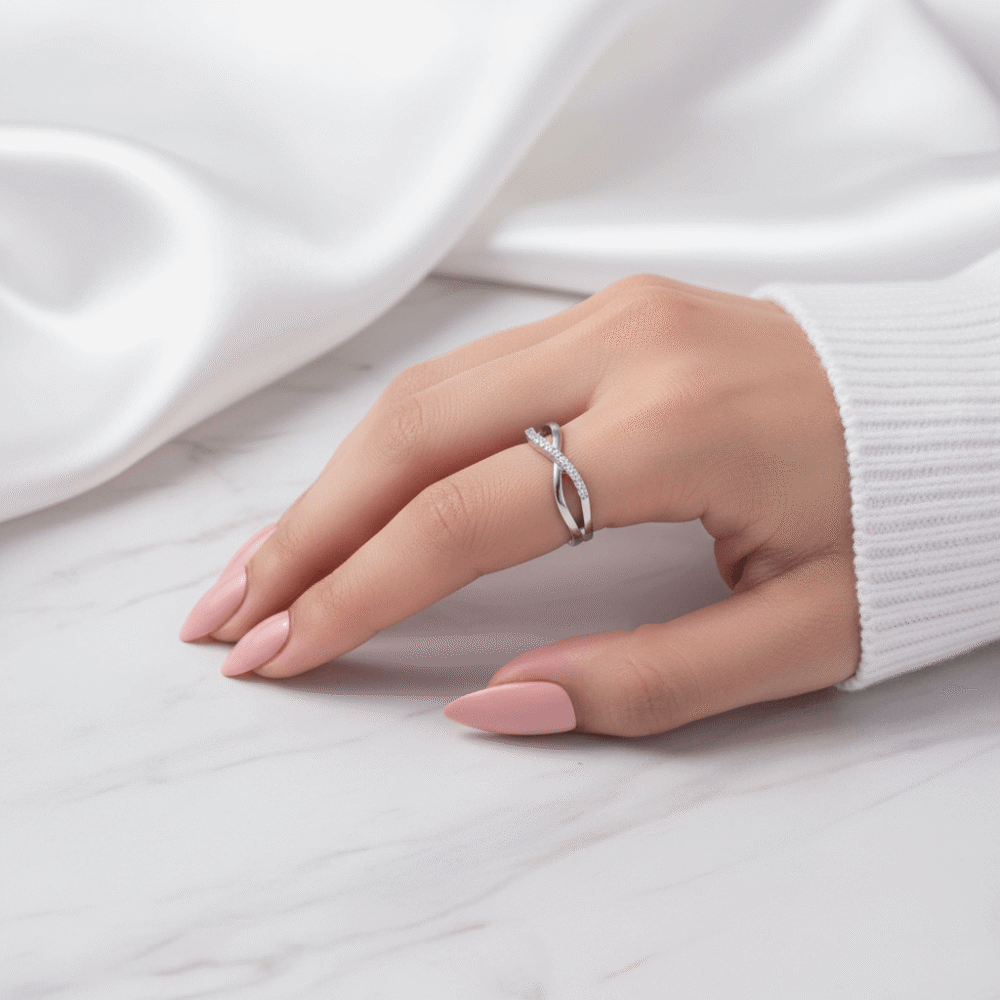 Twisted Single line Zircon Adjustable Ring 2