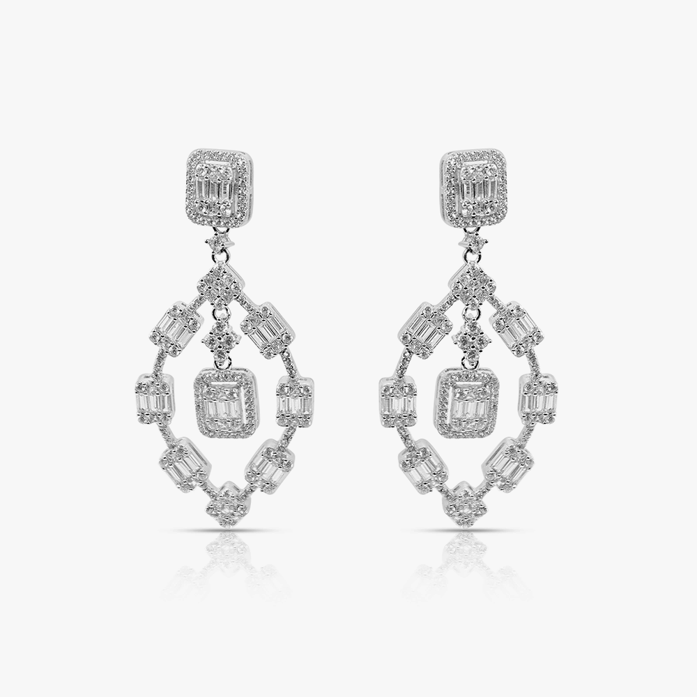 Cocktail Dangling Silver Earrings