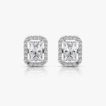 Emerald Cut Silver Studs